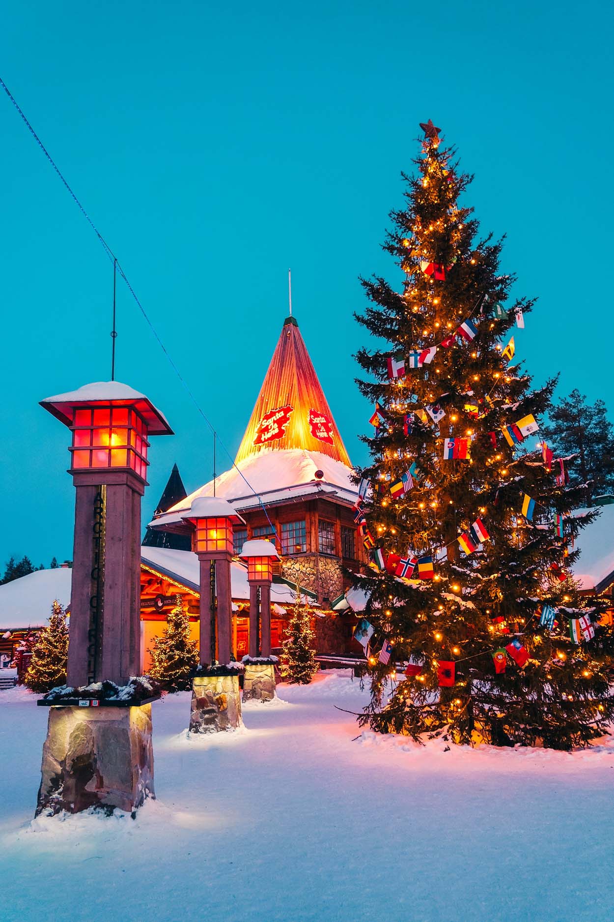 Street lantern on Arctic Circle at Santa Claus Village