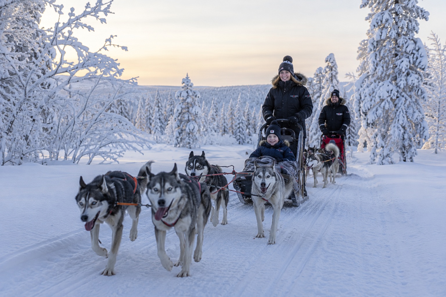 paseo perros huskies en Laponia